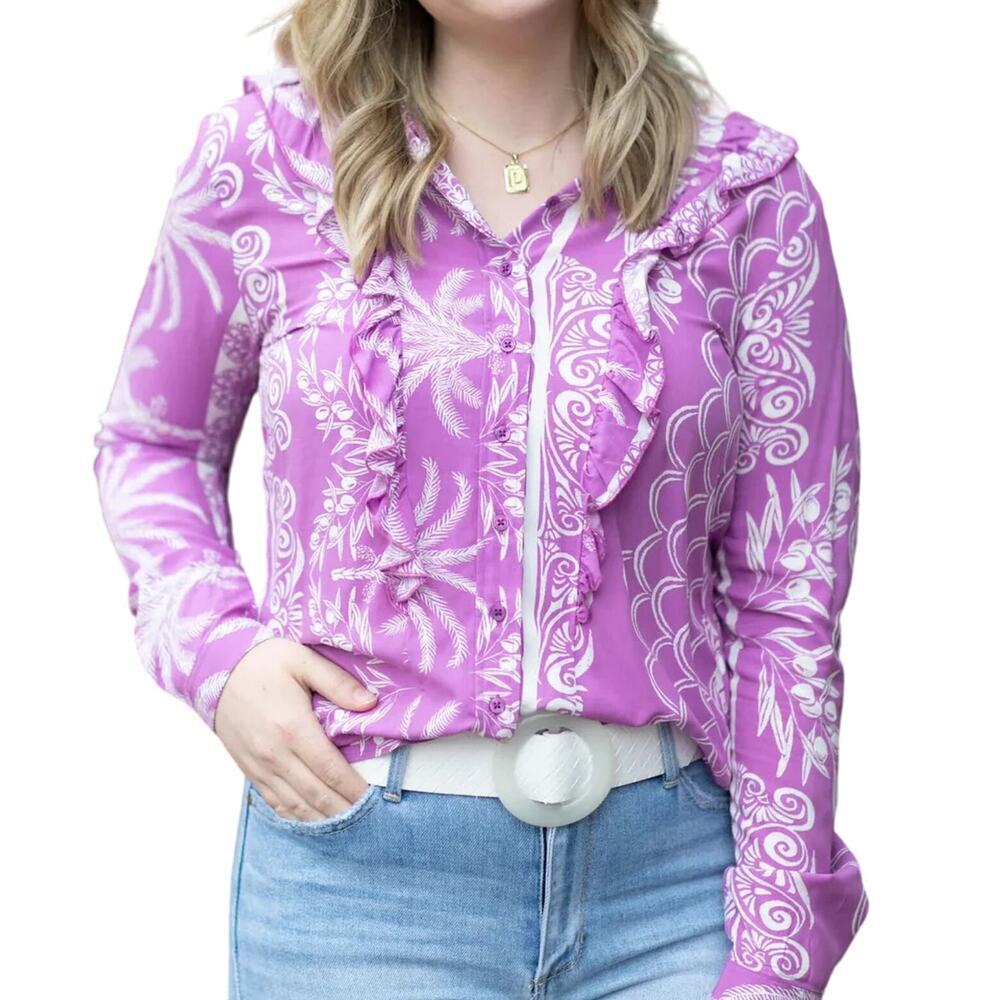 The Shirt Rochelle Behrens Kimberly Blouse Violet Preppy Floral‎ Boho